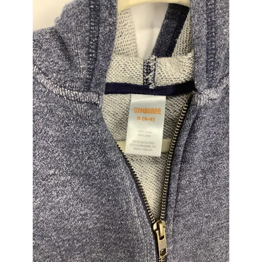 Gymboree Boys Blue Full Zip Hooded Sweatshirt Kids Youth Size Small 5-6
